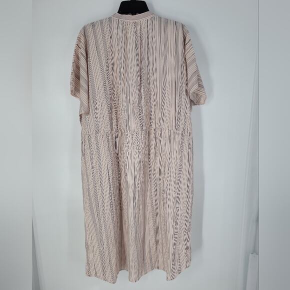 COS Pink Black Stripe Cotton Waist Tie Button Down Short Sleeve Mini Dress 14 - Picture 7 of 10